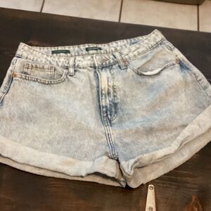 wild fable Light Blue High-Rise Rolled Hem Denim Shorts